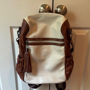 Brown and White Laptop Bag with Stylish Design